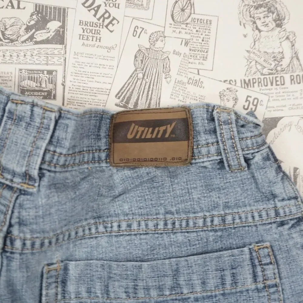 14 - Vintage Y2K Utility Shorts faded light wash cargo